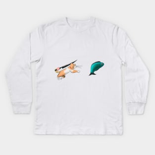 Gato y pez Kids Long Sleeve T-Shirt